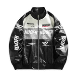 Męska kurtka biker o luźnym kroju z wysoką stójką | Kurtka streetwear na jesień