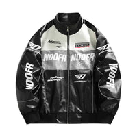 Męska kurtka biker o luźnym kroju z wysoką stójką | Kurtka streetwear na jesień