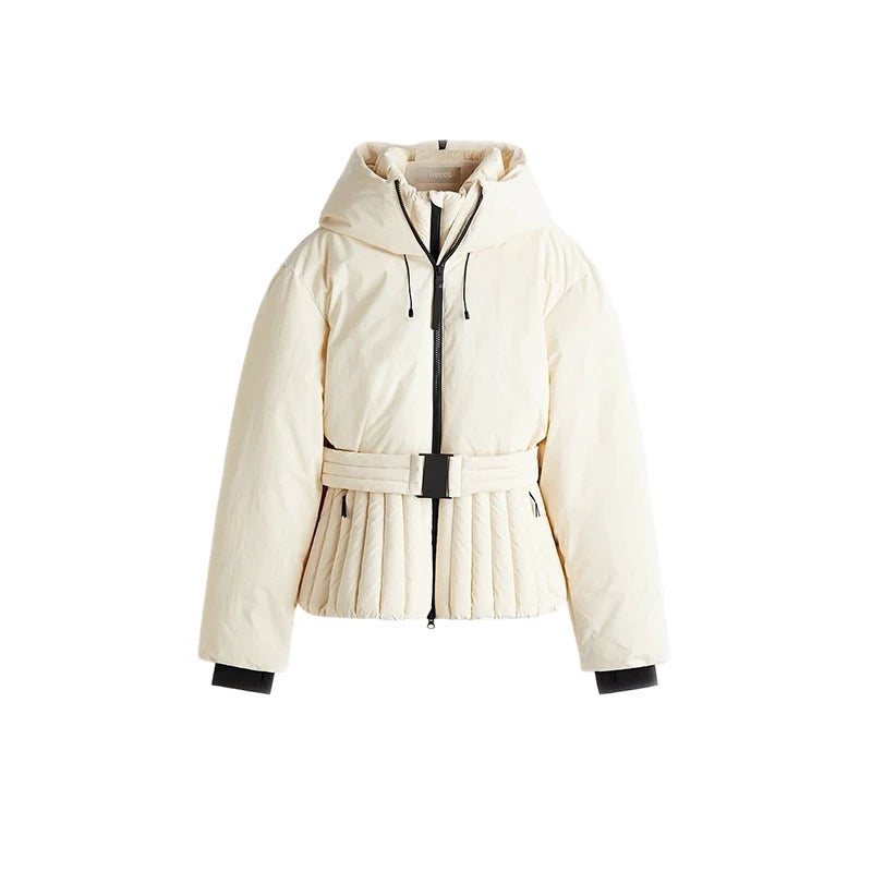 Zimowa kurtka narciarska damska z paskami i bluzkami | Ciepła kurtka zimowa damska