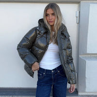 Zimowa kurtka damska z kapturem o pikowanym kroju | Ciepła kurtka zimowa damska 