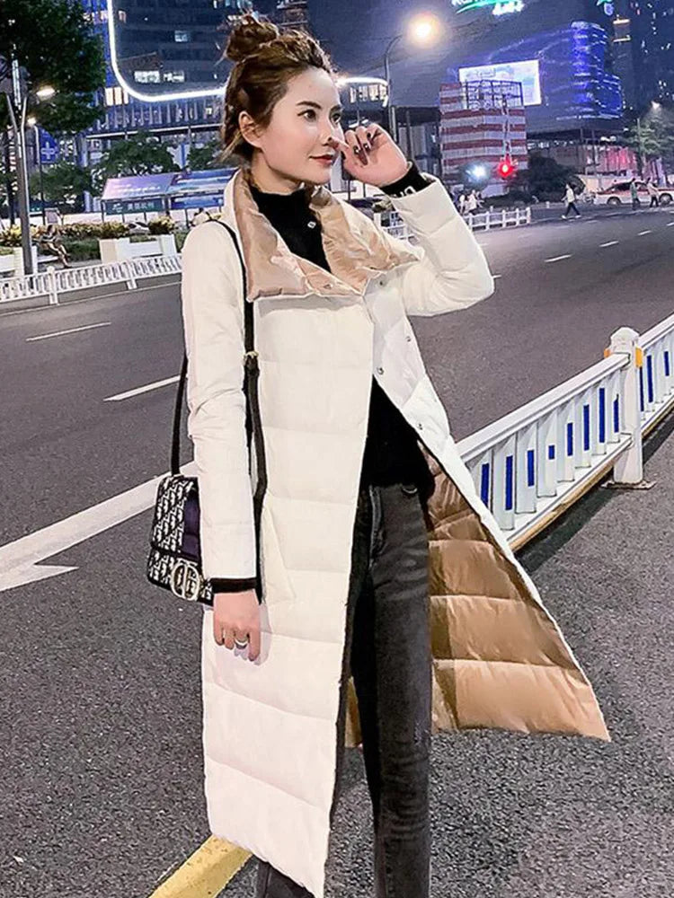 Płaszcz Zimowy Damski w Długim Kroju | Elegancka Kurtka Damska na Zimę