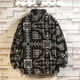 Męska kurtka zimowa z żakardowym wzorem i stójką | Luźna kurtka na chłodne dni