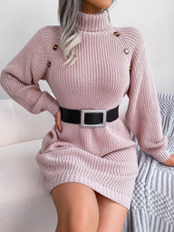 Damska Sukienka Dzianinowa z Golfem | Elegancka Sukienka Zimowa