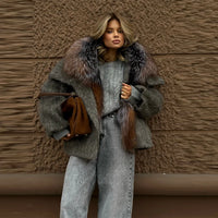 Zimowa kurtka damska oversize z futrzanym kołnierzem | Ciepła kurtka zimowa damska 