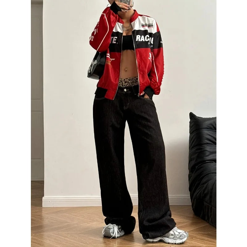 Damska kurtka bomberka w stylu varsity z kolorowymi panelami | Kurtka streetwear