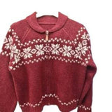 Damski Kardigan Rozpinany z Wzorami Fair Isle | Ciepły Sweter Zimowy