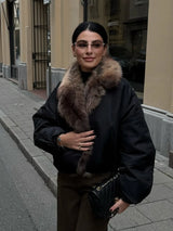 Zimowa kurtka damska z obszywanym kołnierzem | Elegancka kurtka zimowa damska 