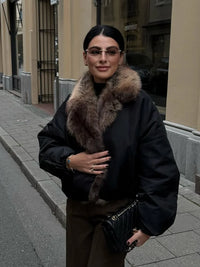 Zimowa kurtka damska z obszywanym kołnierzem | Elegancka kurtka zimowa damska 