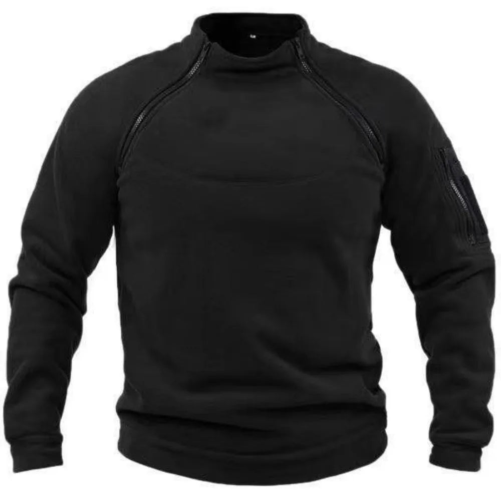 Sweter Męski Polarowy z Półzamkiem i Stójką | Ciepły Zimowy Golf Outdoor