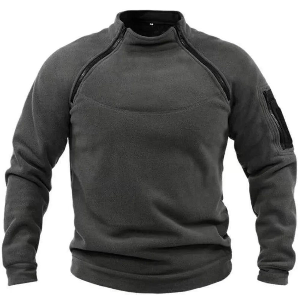 Sweter Męski Polarowy z Półzamkiem i Stójką | Ciepły Zimowy Golf Outdoor