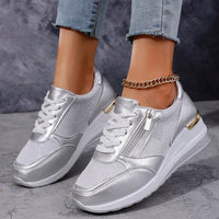 Damskie Sneakersy w Metalicznym Wykończeniu | Styl i Komfort na Co Dzień