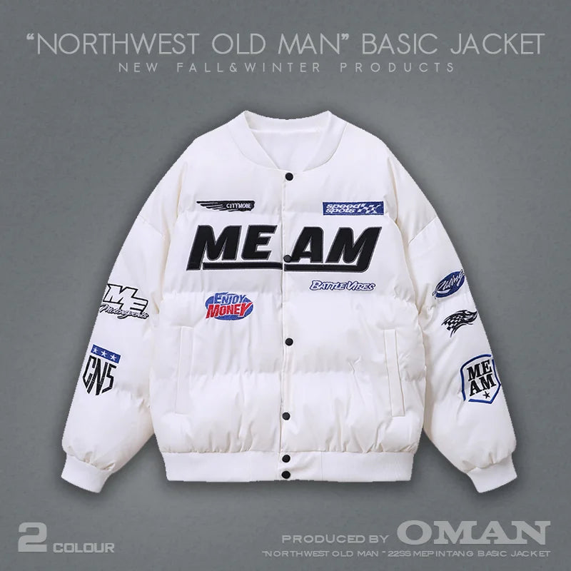 Męska kurtka zimowa w stylu streetwear z nadrukiem | Ciepła kurtka na zimę 