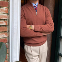 Sweter Męski z Półzamkiem | Styl Smart Casual | Lekka Warstwa | Wysoki Kołnierz