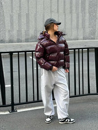 Zimowa kurtka damska z kapturem o pikowanym kroju | Ciepła kurtka zimowa damska 