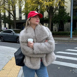 Zimowy płaszcz damski z kołnierzem w stylu high street | gruby płaszcz damski 