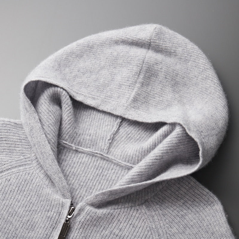 Sweter Męski z Kapturem | Zamek na Całej Długości | Styl Smart Casual | Lekka Warstwa na Przejściowe Pory Roku