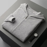 Sweter Męski z Kapturem | Zamek na Całej Długości | Styl Smart Casual | Lekka Warstwa na Przejściowe Pory Roku