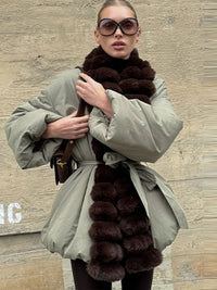 Zimowa kurtka damska z regulowaną talią w stylu high street | Stylowa kurtka damska 