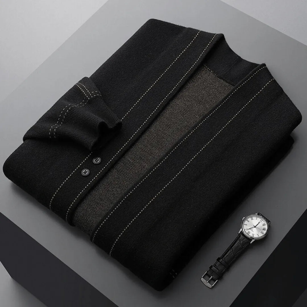 Męski Kardigan z Delikatnym Wzorem | Elegancki Styl | Miękka i Ciepła Warstwa na Chłodne Dni