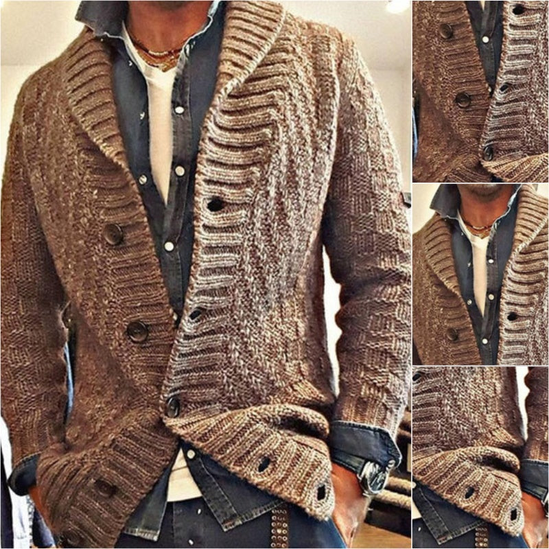 Kardigan Męski z Klapami w Stylu Vintage | Elegancki Sweter Męski