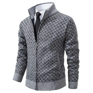 Sweter Męski z Zamkiem | Styl Smart Casual | Elegancki Wzór | Jesienna i Zimowa Warstwa