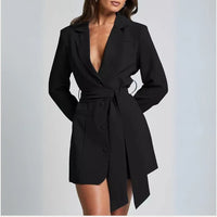 Sukienka Marynarkowa Damska z Paskiem | Elegancka Sukienka Mini