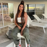 Spodnie cargo z wysokim stanem | Szerokie nogawki | Streetwear | Styl miejski