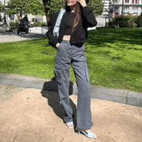 Spodnie cargo z wysokim stanem | Szerokie nogawki | Streetwear | Styl miejski