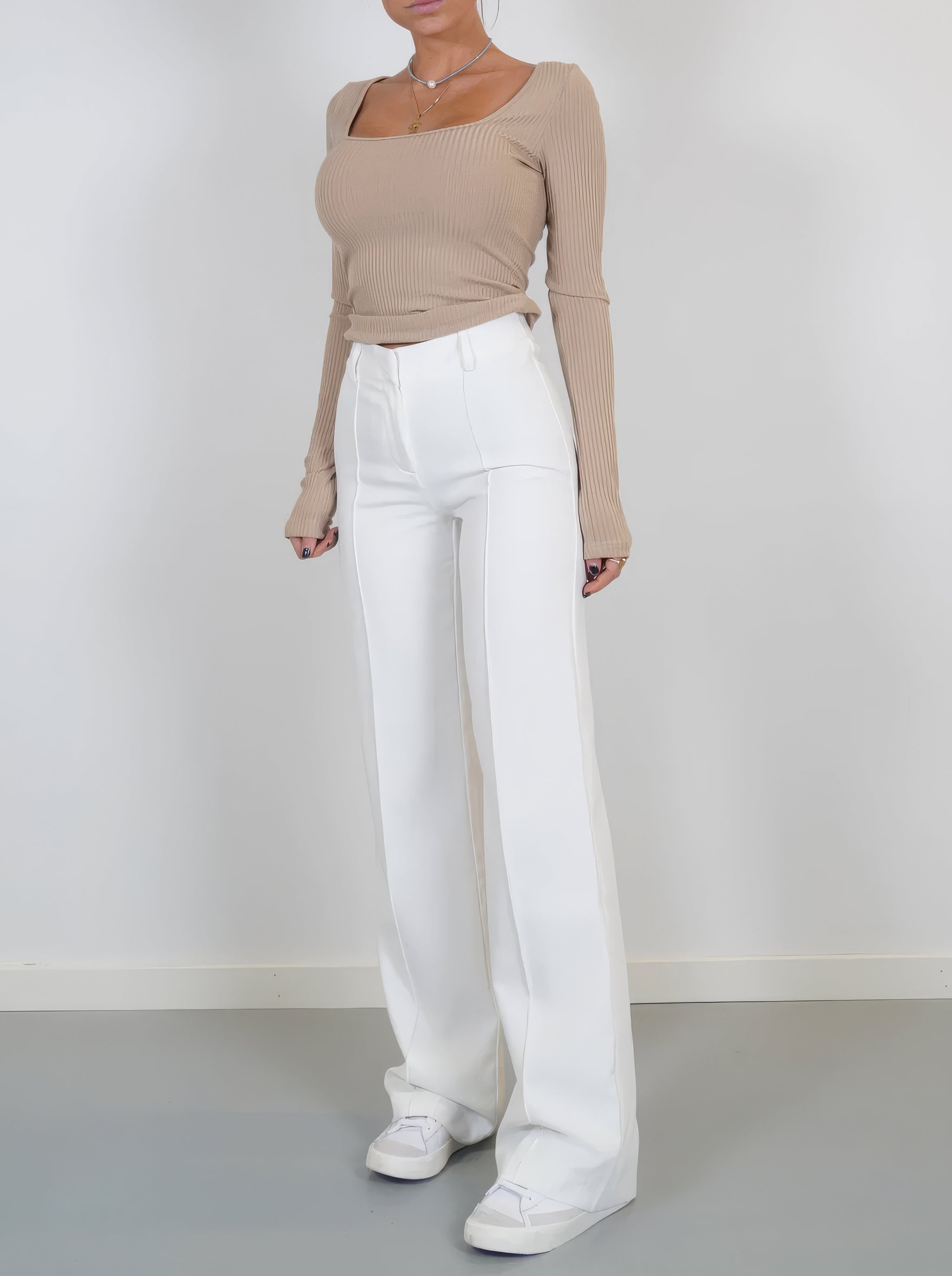 Eleganckie spodnie z wysokim stanem | Szerokie nogawki | Spodnie do pracy | Casual chic