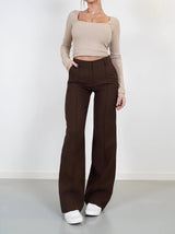 Eleganckie spodnie z wysokim stanem | Szerokie nogawki | Spodnie do pracy | Casual chic