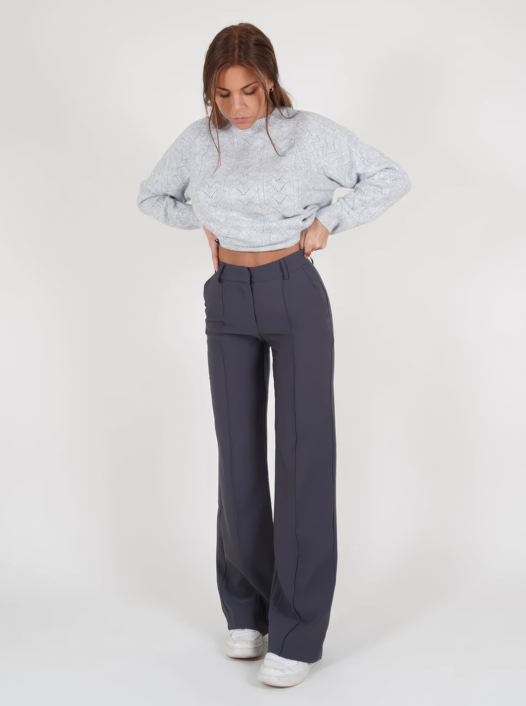 Eleganckie spodnie z wysokim stanem | Szerokie nogawki | Spodnie do pracy | Casual chic