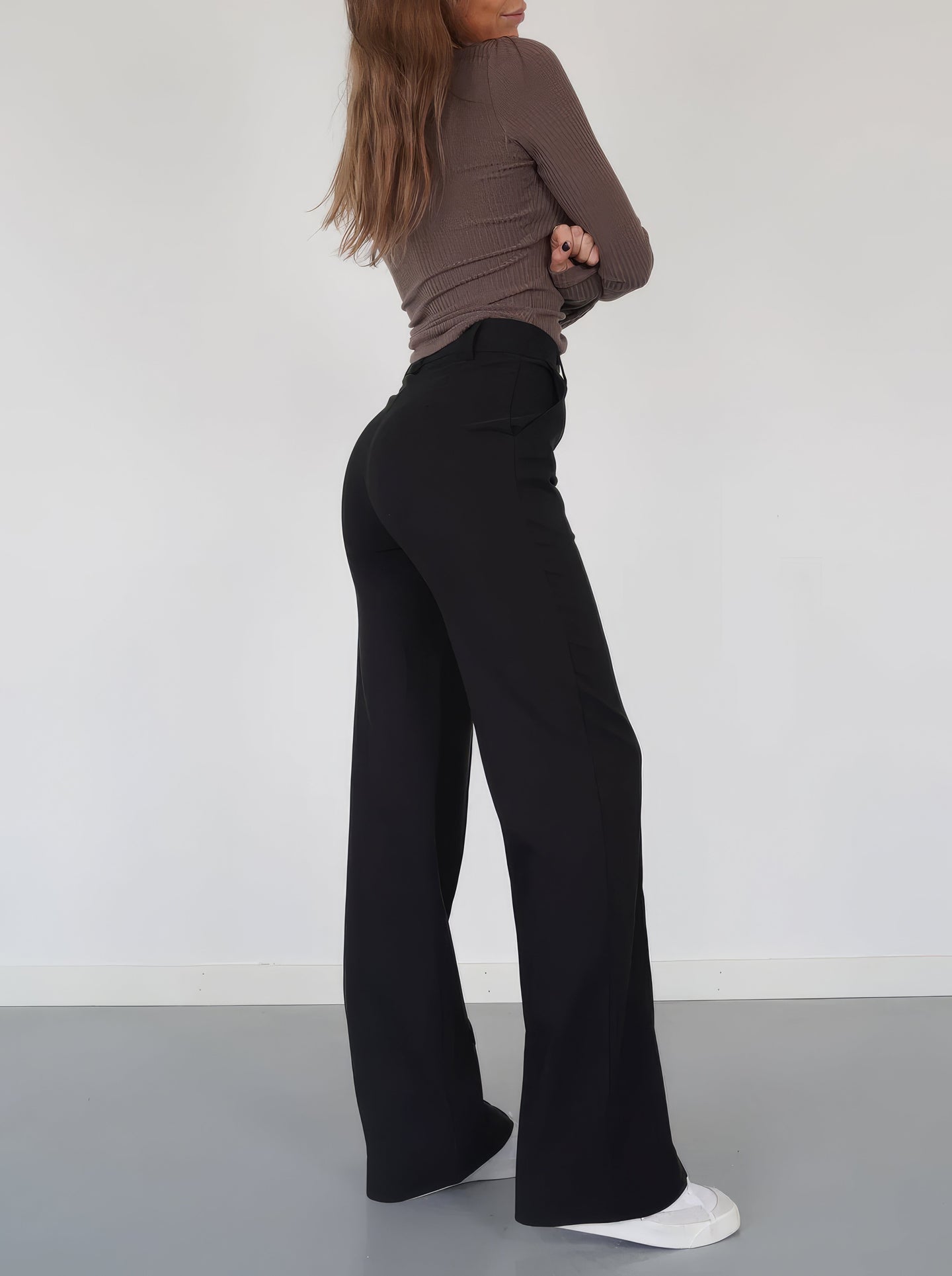 Eleganckie spodnie z wysokim stanem | Szerokie nogawki | Spodnie do pracy | Casual chic