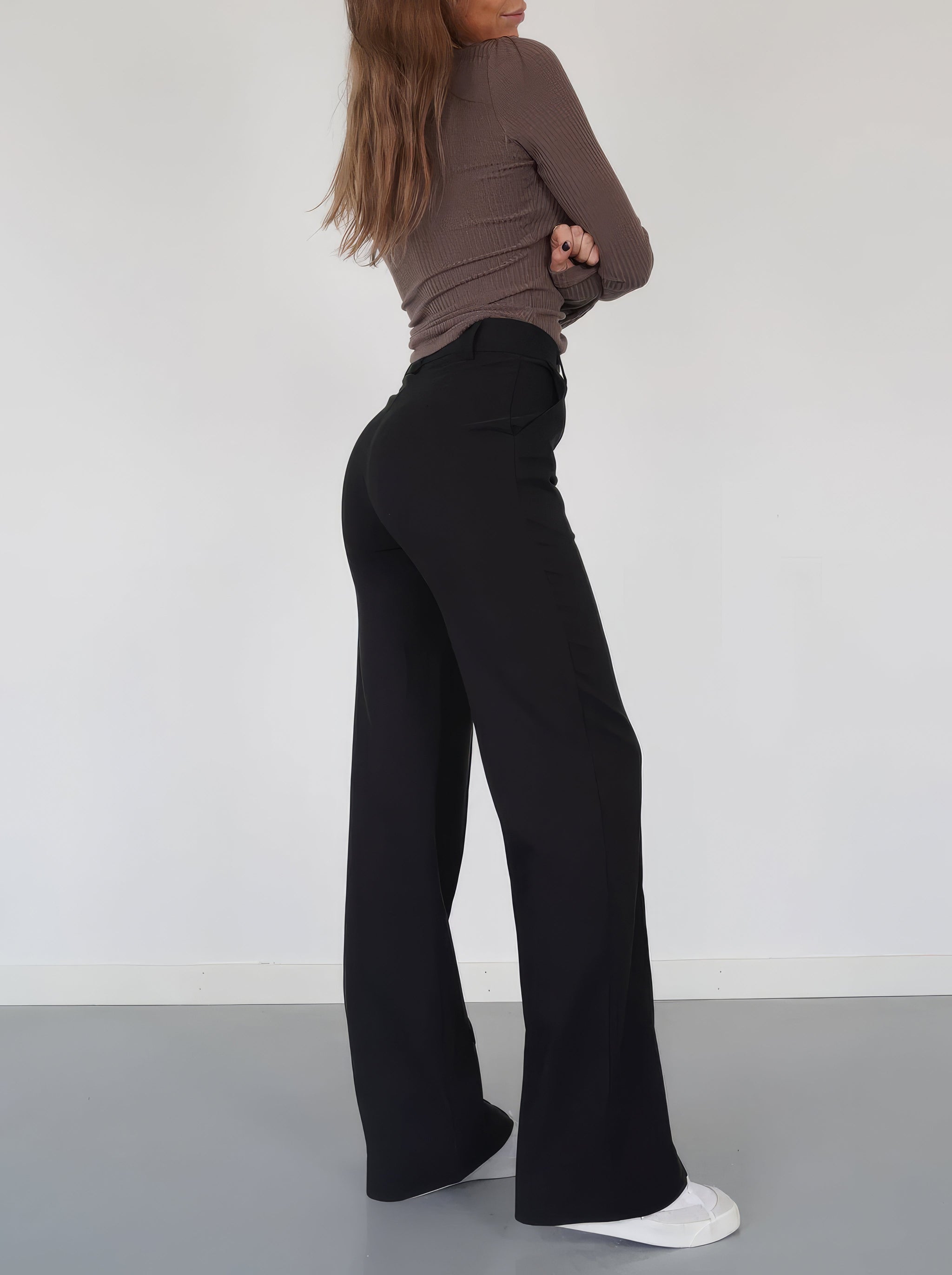 Eleganckie spodnie z wysokim stanem | Szerokie nogawki | Spodnie do pracy | Casual chic