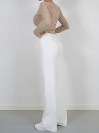 Eleganckie spodnie z wysokim stanem | Szerokie nogawki | Spodnie do pracy | Casual chic