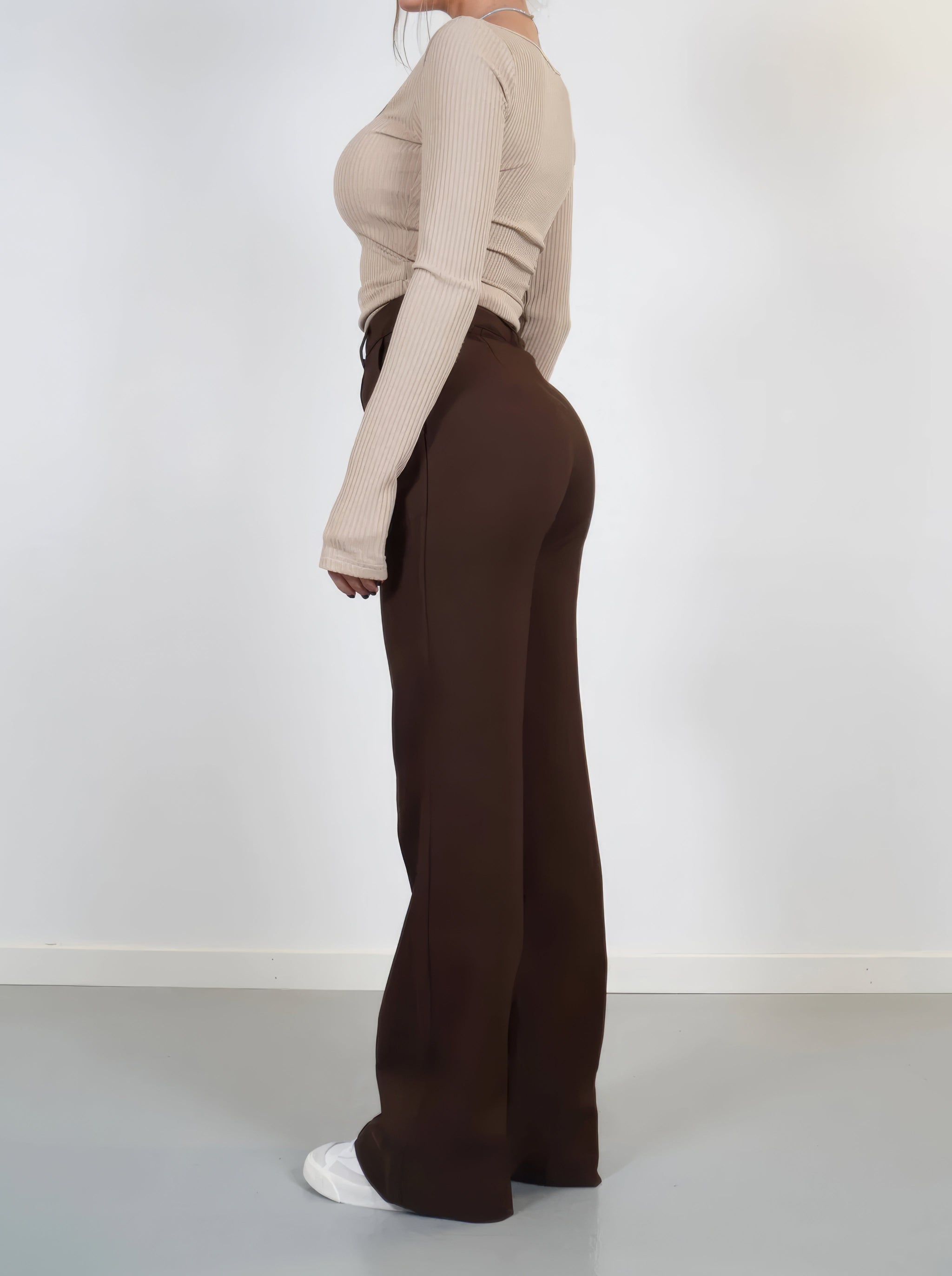 Eleganckie spodnie z wysokim stanem | Szerokie nogawki | Spodnie do pracy | Casual chic