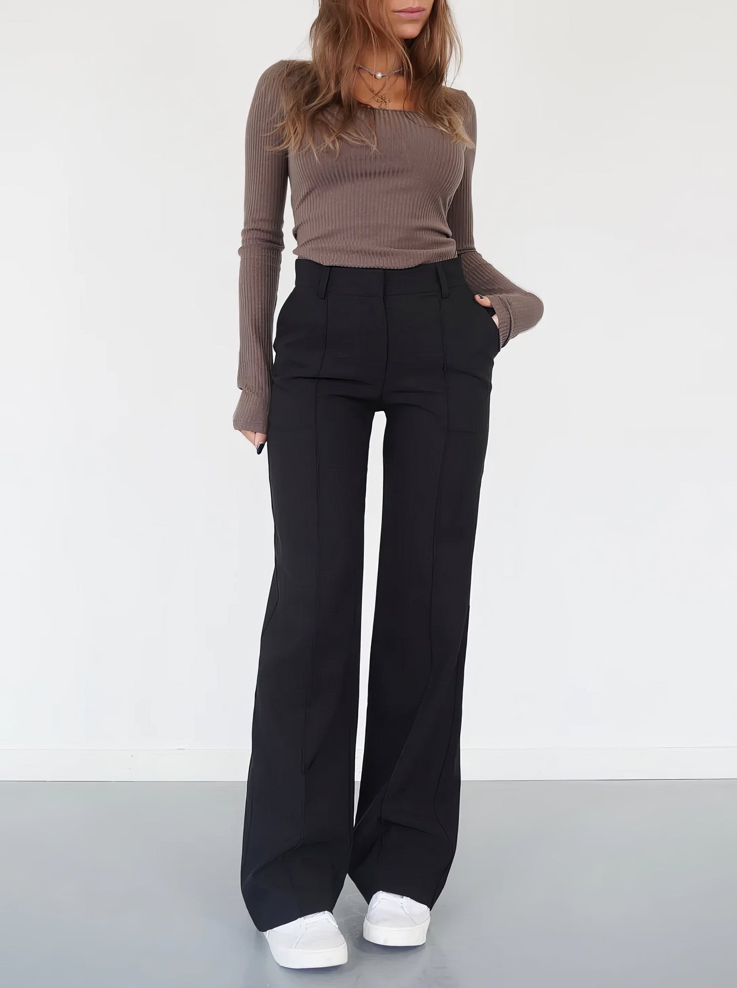 Eleganckie spodnie z wysokim stanem | Szerokie nogawki | Spodnie do pracy | Casual chic