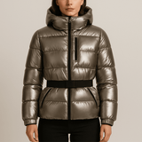 Kurtka Puchowa Damska z Paskiem w Zimowym Stylu | Ciepła Kurtka Zimowa Damska