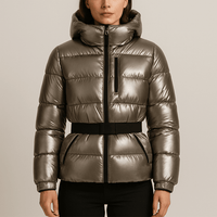 Kurtka Puchowa Damska z Paskiem w Zimowym Stylu | Ciepła Kurtka Zimowa Damska