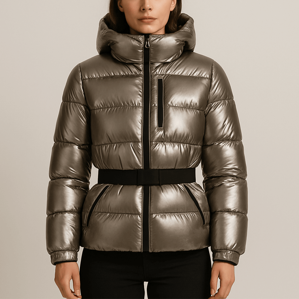 Kurtka Puchowa Damska z Paskiem w Zimowym Stylu | Ciepła Kurtka Zimowa Damska