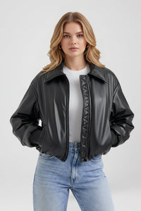 Damska bomberka z zamkami i prążkowanymi wykończeniami | Klasyczna kurtka na co dzień