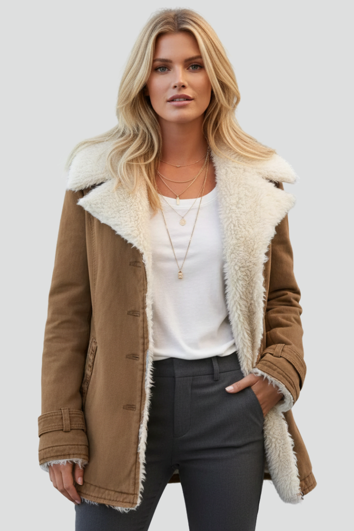 Damska kurtka przejściowa z szerokim kołnierzem | Stylowa kurtka na co dzień