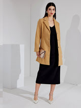 Płaszcz Damski Zimowy o Długim Kroju z Klapami | Elegancki Trencz Damski