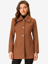 Płaszcz Damski Zimowy w Kroju A-Line z Kołnierzem | Elegancki Płaszcz