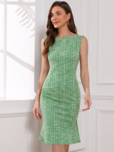 Elegancka Damska Sukienka Midi w Kratę | Bez Rękawów z Fiszbinką