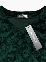 Elegancka Damska Sukienka Maxi w Kwiaty | Długi Rękaw i Dekolt V