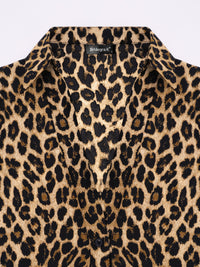 Damska Bluzka Kopertowa w Panterkę z Wiązaniem | Elegancka Bluzka Damska