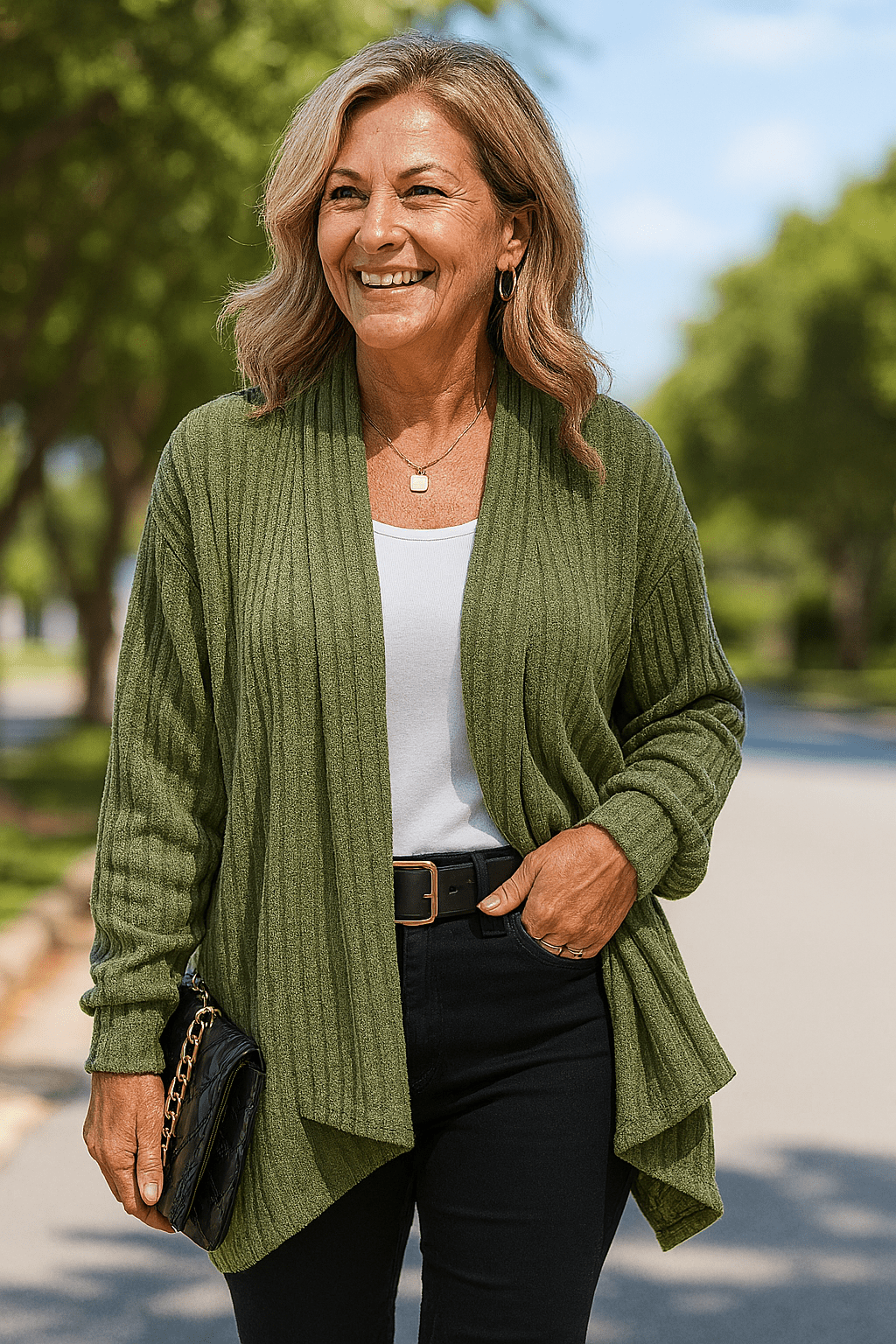 Kardigan Damski w Stylu Open-Front | Elegancki Sweter Damski