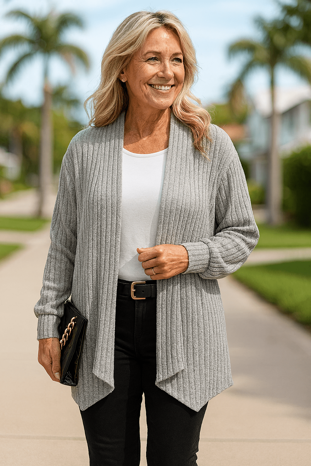 Kardigan Damski w Stylu Open-Front | Elegancki Sweter Damski