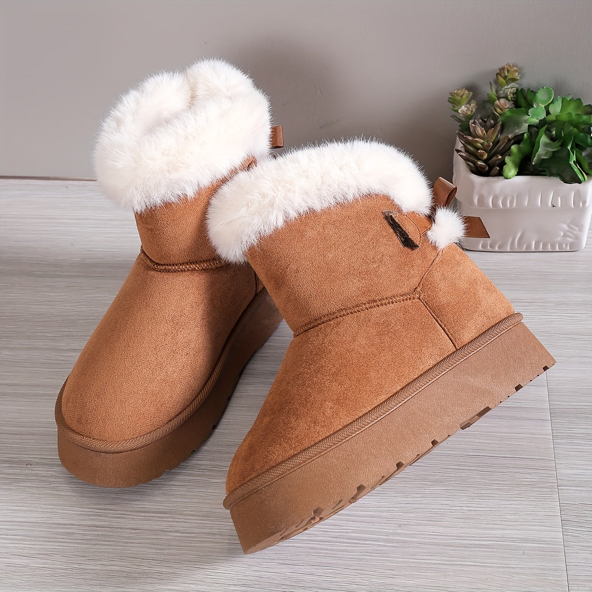 Damskie Botki Zimowe z Kokardą | Ciepłe Wnętrze | Stylowy Design