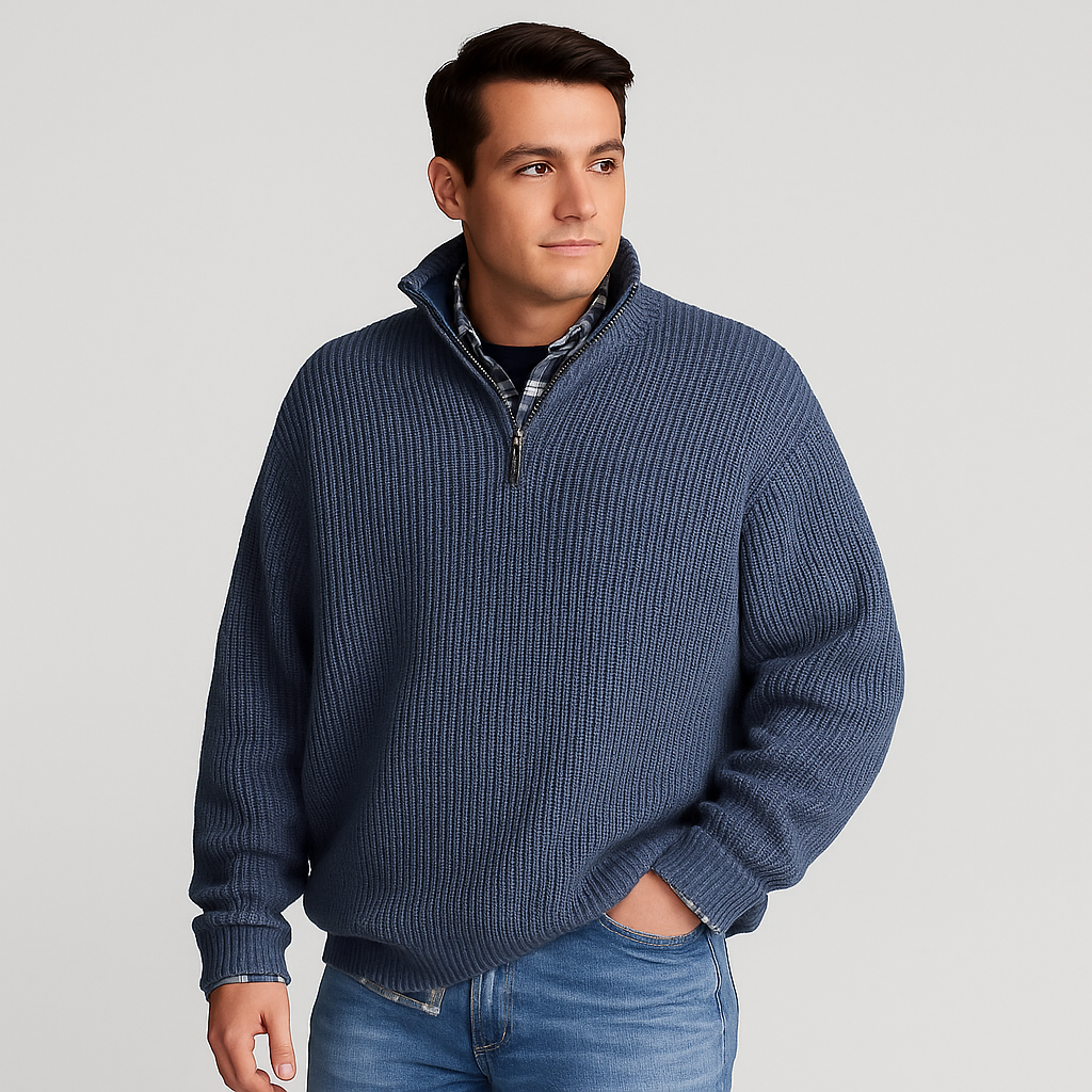Sweter Męski z Półzamkiem w Klasycznym Stylu | Sweter Męski Elegancki